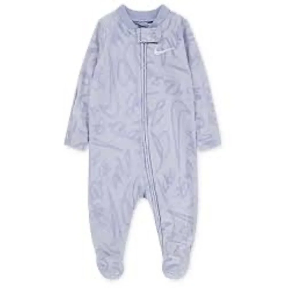 Nike Baby Girls Swoosh On Pointe Coverall Full Zip Logo Burnout Sleeper Size 3M